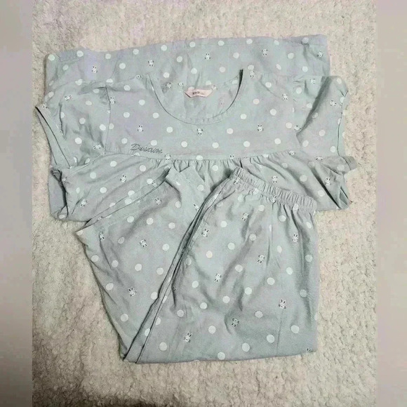 Other - Baby blue polka dot bunny womens pajama set!